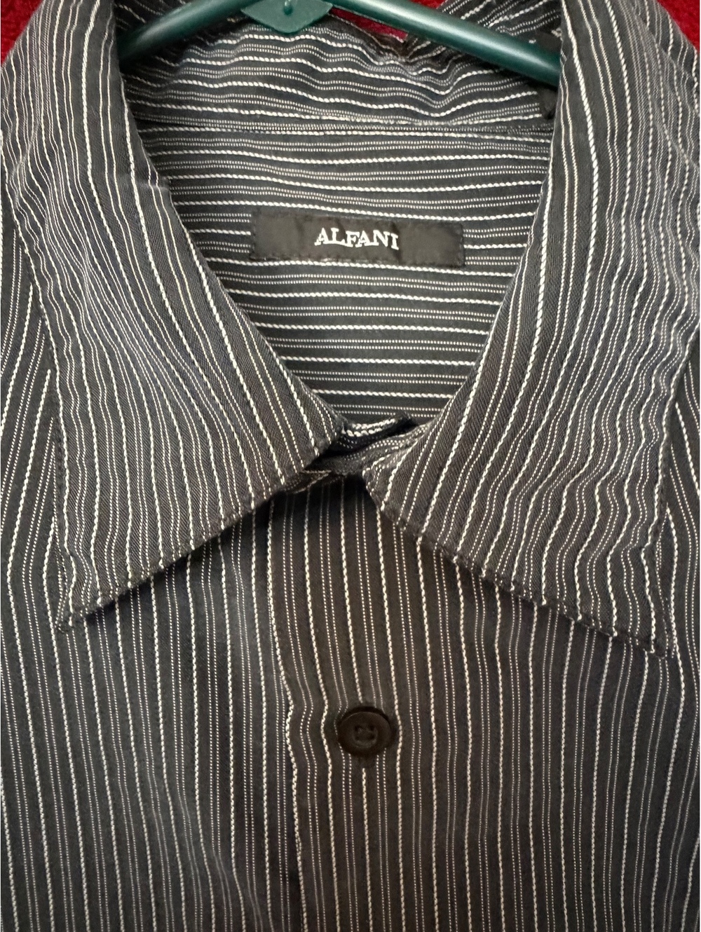 Alfani Men's Large Black and White Striped Button-Up Shirt